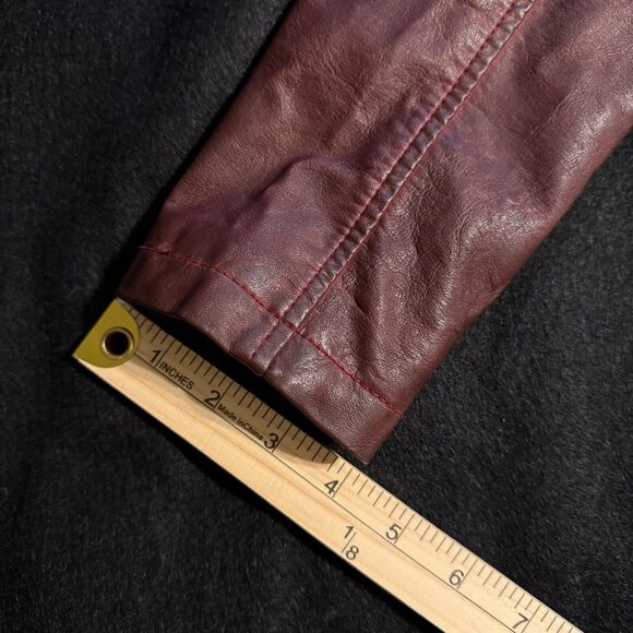 Sebby Collection Vegan Leather Moto Jacket Brown Vintage Look Womens Medium - Picture 13 of 15